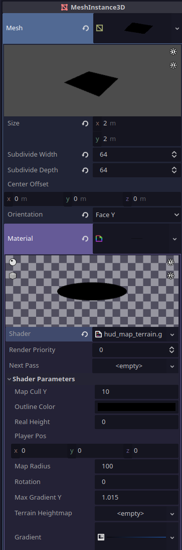 A screenshot showing the settings for the mesh and shader.